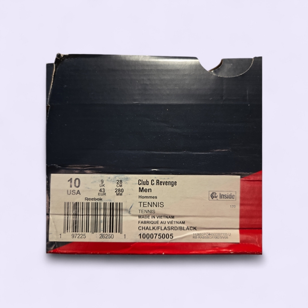 Reebok Mens Classic Off-White Leather Sneakers with Red Accents - Picture 4 of 4